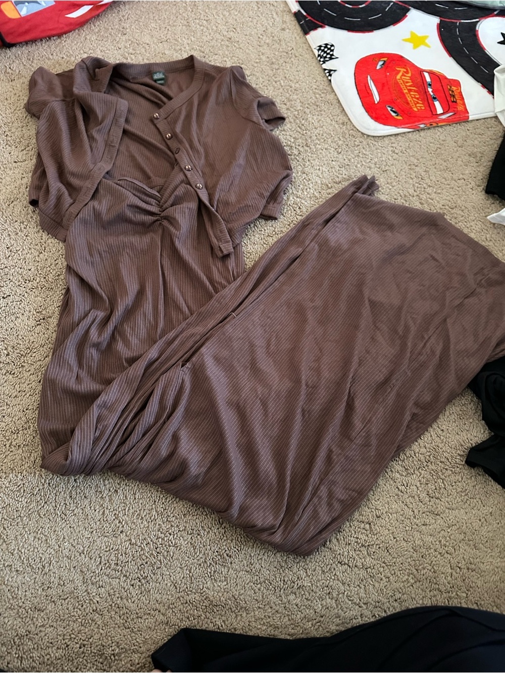 wild fable Ribbed Maxi Dress in Taupe